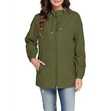 Chaqueta impermeable para mujer, abrigo con capucha y bolsillos, chaqueta informal de manga larga con capucha ajustable.