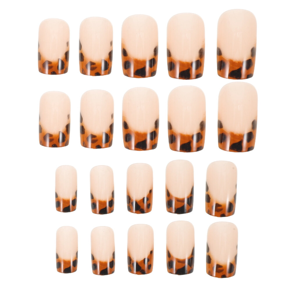 24pcs Leopard Print Press-On Nails â Detachable Full Cover French Nails, Home Manicure, Festival Use â Compatible with Natural Nails