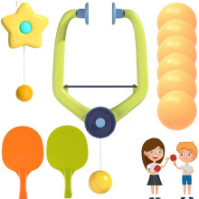 Door Ping Pong Game with 2 Rackets & 4/6 Balls, Adjustable Hanging Table Tennis Trainer for Daily Exercise & Coordination