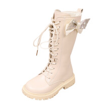 Toddler Boots,Leather Boots Fashionable Flat Comfortable Soft Sole Childrens Footwear Boots for Play,Girls Boots,Z06 White,7-8 Years
