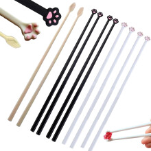 Baguettes réutilisables antidérapantes motif patte de chat noir (2 paires)