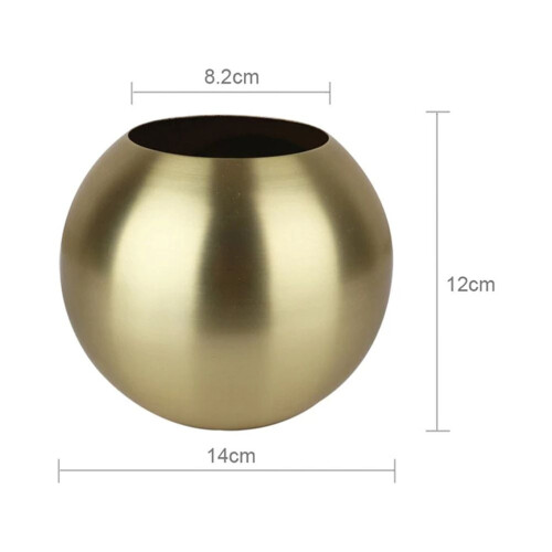 Pot de fleurs sphérique doré en acier inoxydable (1 pièce) 1