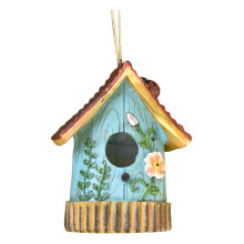 Kleurrijk vogelhuisje van hars voor buiten in de tuin (1 stuk)
