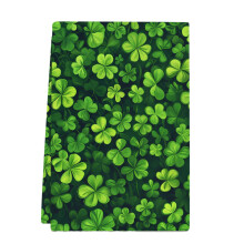 St. Patrick's Day Shamrock & Plaid Themed Towel, 17.7x26in Irish Lucky Decorative Hand Towel Decor for Kitchen Bathroom Gifts