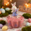 Ceramic Rabbit Cookie Jar Cute Bunny Animal Figurine Candy Container for Easter Kitchen Decor 9.3 in 6