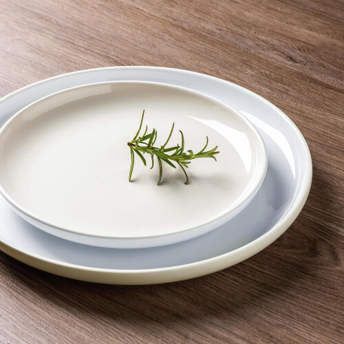 12 Pieces Ceramic Dinnerware Set, Modern White Dish Set for 4，Scratch Resistant Smooth Plates and Bowls Sets 1
