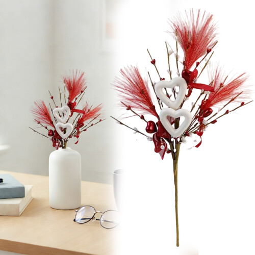 Heart-Shaped Red Berry Pick Artificial Decor 50cm 1