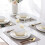 Ceramic Dinnerware Set Modern White for 4 People 12 Pieces 5