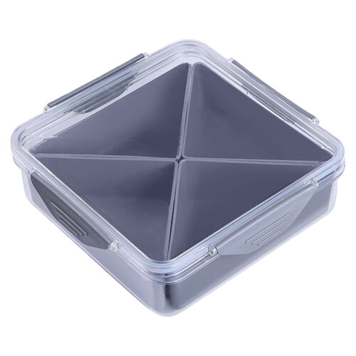 Plateau à collation transparent à 4 compartiments avec couvercle 1