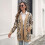 Oversized, openvallend gebreid vest met luipaardprint voor dames 5