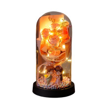 Konservert rosebukett med LED-lys rosa 20 cm 1 stk