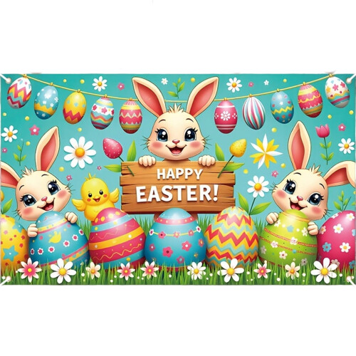 Påskebanner med kanin- og eggmønster 337 cm