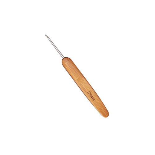 Agulha de crochê com cabo de bambu de 1,75 mm para trançar e fazer crochê.
