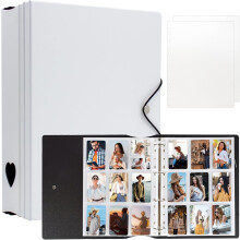 A4 Kpop Photocard Binder, 25 Pages  9 Pockets (2x3"), Photo Album for Fujifilm Instax Mini & Polaroid Film (White)