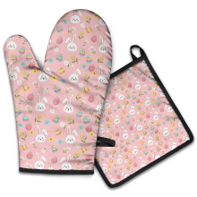 Oster-Set, hellrosa Ofenhandschuh und Topflappen, 2-teilig