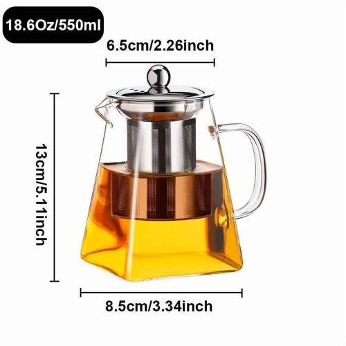 Glas tekande med rustfrit stål infuser 18,6 oz 1