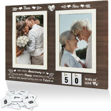 Fotoramme fra før og nå – tre og akryl, 2 x 3,5  5,5 tommer