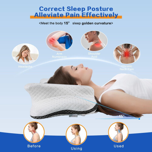 Almohada cervical ajustable de espuma viscoelástica para soporte del cuello 2
