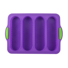 Non-Stick Silicone French Bread Mould Set (4-Tray), Oven & Toaster Compatible, Dishwasher Safe, Easy Release