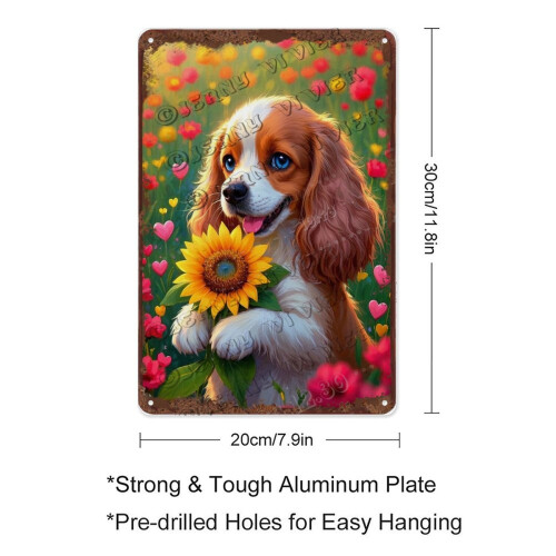 Placa de metal com a imagem de um Cavalier King Charles Spaniel, 20x30 cm (8x12 polegadas) 1