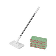 Mini balai paresseux avec 5 lingettes réutilisables, blanc, 100 cm, utilisation humide/sèche pour salle de bain et murs