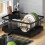 Scolapiatti, scolapiatti per piano cucina, scolapiatti di grande capacità, nero 1
