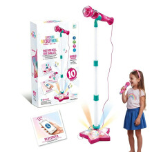 Kids Karaoke Machine with Stand, Lights, 1-2 Mics