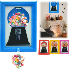 Candy Dispenser Picture Frame – Gumball Machine Style, Fast Distribution for Candies, Nuts, Pet Treats; Great for Birthday & Holiday Gifts (Blue)