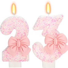23rd Birthday Candles for Cake – Pink Bow Number 23, 2.76" Happy Birthday Cake Topper Decoration