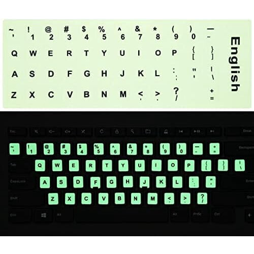 Autocollants pour clavier anglais phosphorescents (2 pièces)