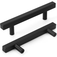 Lot de 30 poignées de meuble carrées noir mat de 15 cm (6 po), entraxe de 9,5 cm (3,75 po), en acier inoxydable, compatibles avec la cuisine, la