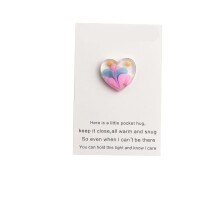 Cute Resin Heart Shaped Blessing Card Floral Pocket Keepsake Inspirational Gift Card for Valentine Birthday Friendship