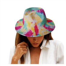 Batikfärgad jazzhatt för män och kvinnor, unisex med bred brätte