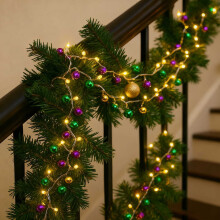 HomeKingdee Mardi Gras ornament garland purple green gold