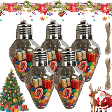 Christmas Bulb Gift Jar, Christmas Ornaments Clear Plastic - Jumbo Hanging Bulb with Metal Lid for DIY Gift Containers Tree Decor Craft Projects