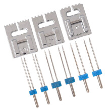 OULII Embroidery Sewing Machine Needles Twin Needle Set Assorted Color 1 Set for Home Use Experienced Sewers
