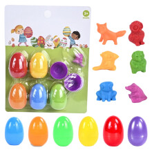 Ensemble de 6 œufs de Pâques en plastique sur le thème des animaux