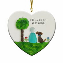 Pet Memorial Ornament for Dog Lovers, Green 2.5" Hanging Pendant – Compatible with Christmas Tree Decor