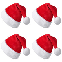 Bonnet de Père Noël en velours rouge unisexe, lot de 4, 19 cm