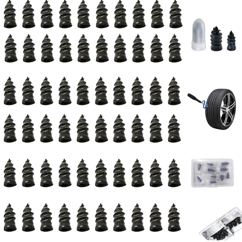 60Pcs Tire Repair Nails Kit (2 Sizes), Spiral Rubber Nails For Cars, Motorcycles, Trucks, Tractors Â Compatible With Vacuum Tire Menders 9027700044517