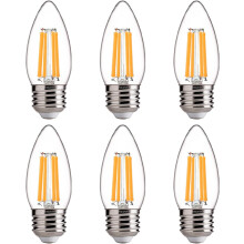 Ampoules de type candélabre équivalentes à 100 W, ampoules de lustre à intensité variable de 800 lm, blanc doux 2700 K, culot E26, paquet de 6,