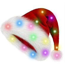Bonnet de Noël en velours rouge pour adultes et enfants, épais, chapeau de fête