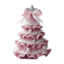 Creative Crochet Christmas Tree Ornament with Bows Soft Materials Decoration Handmade Knitted Accent