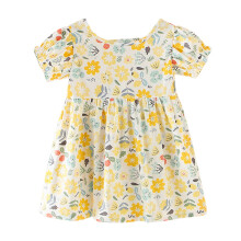 Kjole til piger forår sommer ny sød rund hals print mode prinsessekjoler, størrelser 1-6 år