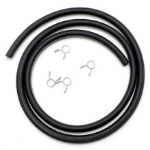 QenASHaing 50cm Black Soft Rubber Motorcycle Fuel Hose with 4 Clips, Heat-Resistant & Waterproof – Compatible with Most Bike Models