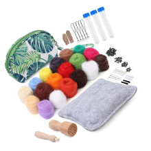Wool Roving 18 Colors Set, Wool Felting Kits with Wool Felt Tools for Beginner