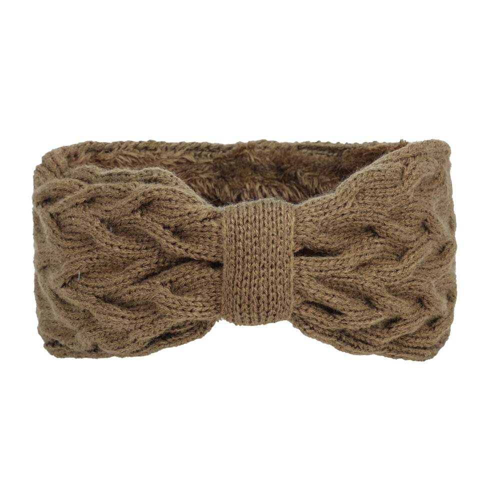 Women's fleece-lined knit headband with bows