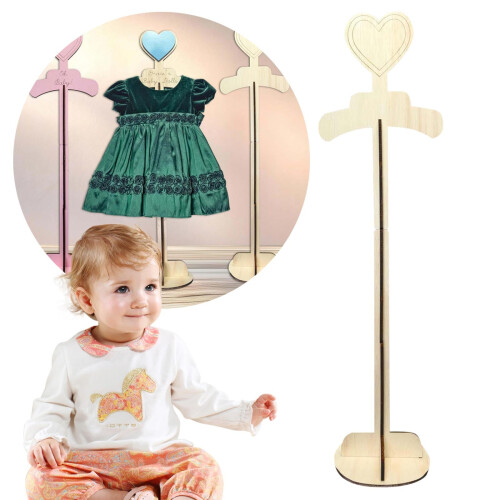 Expositor de ropa de madera con forma de corazón – 1 unidad