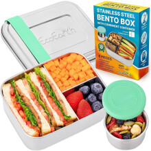 Bentoboks i rustfritt stål, 740 ml, lekkasjesikker med 3 rom