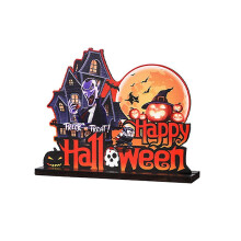 Halloween-dekoration i trä, mittpunkt för pumpor och bord